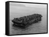 A Barge Packed with Vietnamese Refugees from Danang is Towed to the Ss Pioneer Contender-null-Framed Stretched Canvas