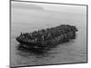 A Barge Packed with Vietnamese Refugees from Danang is Towed to the Ss Pioneer Contender-null-Mounted Photographic Print