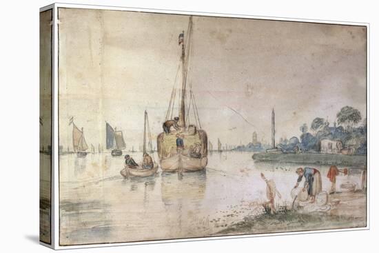 A Barge with Hay, C1625-C1634-Hendrick Avercamp-Stretched Canvas