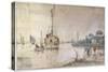 A Barge with Hay, C1625-C1634-Hendrick Avercamp-Stretched Canvas