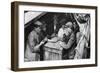 A Bargee and His Mates Play Dominoes in the Hold of a Canal Boat, 1926-1927-null-Framed Premium Giclee Print