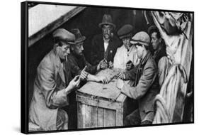 A Bargee and His Mates Play Dominoes in the Hold of a Canal Boat, 1926-1927-null-Framed Stretched Canvas