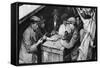 A Bargee and His Mates Play Dominoes in the Hold of a Canal Boat, 1926-1927-null-Framed Stretched Canvas