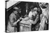 A Bargee and His Mates Play Dominoes in the Hold of a Canal Boat, 1926-1927-null-Stretched Canvas