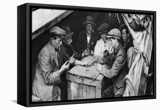 A Bargee and His Mates Play Dominoes in the Hold of a Canal Boat, 1926-1927-null-Framed Stretched Canvas