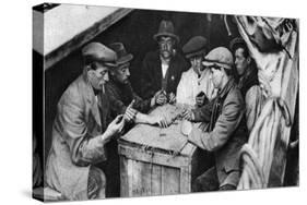 A Bargee and His Mates Play Dominoes in the Hold of a Canal Boat, 1926-1927-null-Stretched Canvas