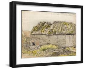 A Barn with a Mossy Roof, Shoreham (W/C with Brown Wash, Ink, Gouache and Pencil on Paper)-Samuel Palmer-Framed Giclee Print