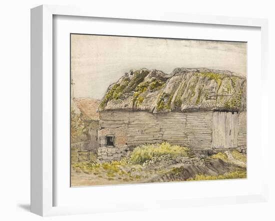 A Barn with a Mossy Roof, Shoreham (W/C with Brown Wash, Ink, Gouache and Pencil on Paper)-Samuel Palmer-Framed Giclee Print