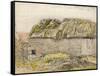 A Barn with a Mossy Roof, Shoreham (W/C with Brown Wash, Ink, Gouache and Pencil on Paper)-Samuel Palmer-Framed Stretched Canvas