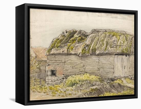 A Barn with a Mossy Roof, Shoreham (W/C with Brown Wash, Ink, Gouache and Pencil on Paper)-Samuel Palmer-Framed Stretched Canvas