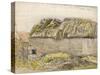 A Barn with a Mossy Roof, Shoreham (W/C with Brown Wash, Ink, Gouache and Pencil on Paper)-Samuel Palmer-Stretched Canvas