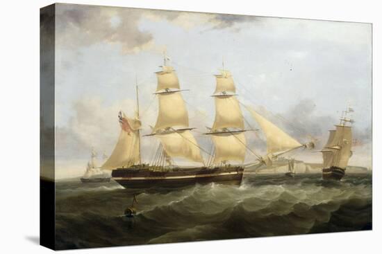 A Barque in Two Positions and Other Shipping off the Coast at Dover-William John Huggins-Stretched Canvas