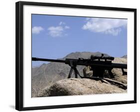 A Barrett .50-Caliber M107 Sniper Rifle Sits Atop an Observation Point in Afghanistan-Stocktrek Images-Framed Photographic Print