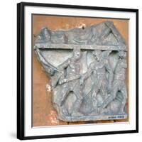 A Bas-Relief of a Fight Between Secutor and Retiarius, 3rd Century, Rome-null-Framed Photographic Print