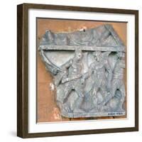 A Bas-Relief of a Fight Between Secutor and Retiarius, 3rd Century, Rome-null-Framed Photographic Print