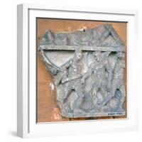 A Bas-Relief of a Fight Between Secutor and Retiarius, 3rd Century, Rome-null-Framed Photographic Print