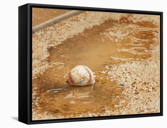 A Baseball Sits in a Puddle-null-Framed Stretched Canvas