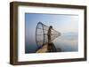 A Basket Fisherman on Inle Lake Prepares to Plunge His Cone Shaped Net, Shan State, Myanmar (Burma)-Alex Treadway-Framed Photographic Print
