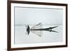 A basket fisherman on Inle Lake scans the still and shallow water for signs of life, Myanmar (Burma-Alex Treadway-Framed Photographic Print