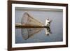 A basket fisherman on Inle Lake scans the still and shallow water for signs of life, Shan State, My-Alex Treadway-Framed Photographic Print