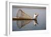 A basket fisherman on Inle Lake scans the still and shallow water for signs of life, Shan State, My-Alex Treadway-Framed Photographic Print