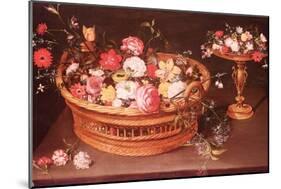 A Basket of Flowers-Jan Brueghel the Elder-Mounted Giclee Print