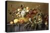 A Basket of Fruit on a Draped Table. About 1635-Adriaen van Utrecht-Stretched Canvas