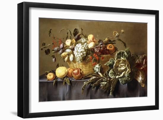 A Basket of Fruit on a Draped Table. About 1635-Adriaen van Utrecht-Framed Giclee Print