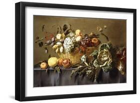 A Basket of Fruit on a Draped Table. About 1635-Adriaen van Utrecht-Framed Giclee Print