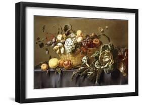 A Basket of Fruit on a Draped Table, C.1635-Adriaen van Utrecht-Framed Giclee Print