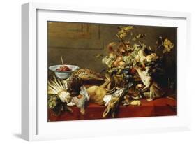 A Basket of Fruit on a Draped Table with Dead Game and a Monkey-Frans Snyders-Framed Giclee Print