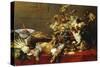 A Basket of Fruit on a Draped Table with Dead Game and a Monkey-Frans Snyders-Stretched Canvas