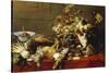 A Basket of Fruit on a Draped Table with Dead Game and a Monkey-Frans Snyders-Stretched Canvas