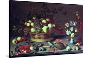 A Basket of Grapes and Other Fruit-Balthasar van der Ast-Stretched Canvas