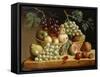 A Basket of Grapes, Apples, Peaches and other Fruit on a Ledge-null-Framed Stretched Canvas