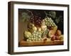 A Basket of Grapes, Apples, Peaches and other Fruit on a Ledge-null-Framed Giclee Print