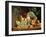 A Basket of Grapes, Apples, Peaches and other Fruit on a Ledge-null-Framed Giclee Print