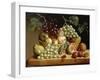 A Basket of Grapes, Apples, Peaches and other Fruit on a Ledge-null-Framed Giclee Print