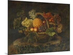 A Basket of Grapes, Peaches and a Pineapple on a Rock in a Landscape-Alfrida Vilhelmine Ludovica Baadsgaard-Mounted Giclee Print