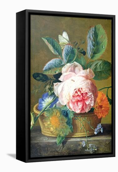 A Basket with Flowers, 1740-45-Jan van Huysum-Framed Stretched Canvas