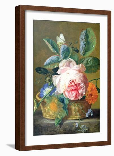 A Basket with Flowers, 1740-45-Jan van Huysum-Framed Giclee Print