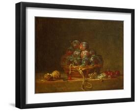 A Basket with Plums, Nuts, Currants and Cherries, Around 1765-Jean-Baptiste Simeon Chardin-Framed Giclee Print