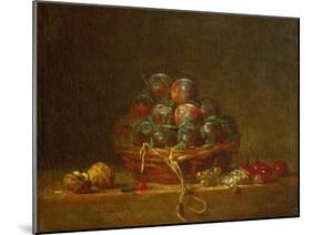 A Basket with Plums, Nuts, Currants and Cherries, Around 1765-Jean-Baptiste Simeon Chardin-Mounted Giclee Print