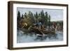 A Bateau (Boat) Race in the North Woods, 1800s-null-Framed Giclee Print