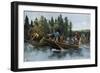 A Bateau (Boat) Race in the North Woods, 1800s-null-Framed Giclee Print