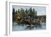 A Bateau (Boat) Race in the North Woods, 1800s-null-Framed Giclee Print
