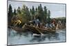 A Bateau (Boat) Race in the North Woods, 1800s-null-Mounted Giclee Print