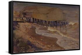 A Bath House at the Beach-Nikolai Dmitrievich Kuznetsov-Framed Stretched Canvas