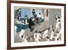 A Bath House Scene, Japan-Yoshiiku-Framed Giclee Print