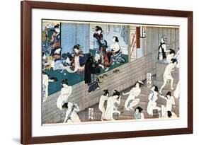 A Bath House Scene, Japan-Yoshiiku-Framed Giclee Print